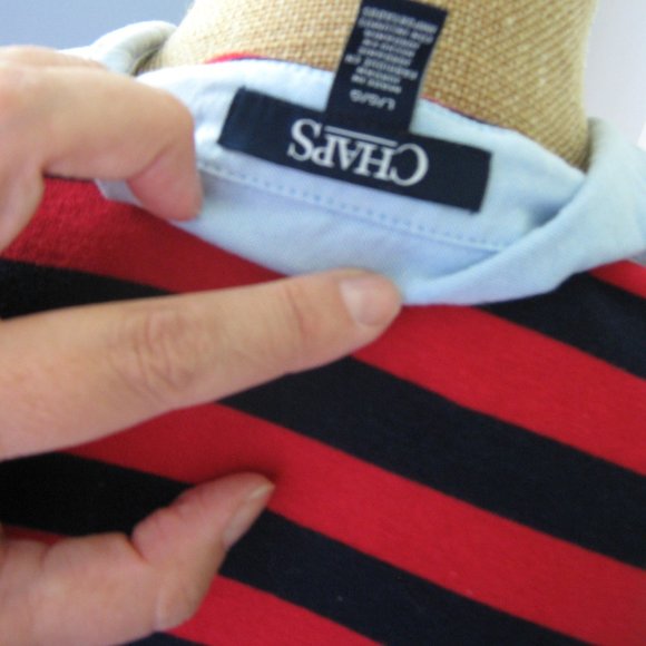 Chaps Red and Navy Striped T-shirt Dress - Picture 5 of 5
